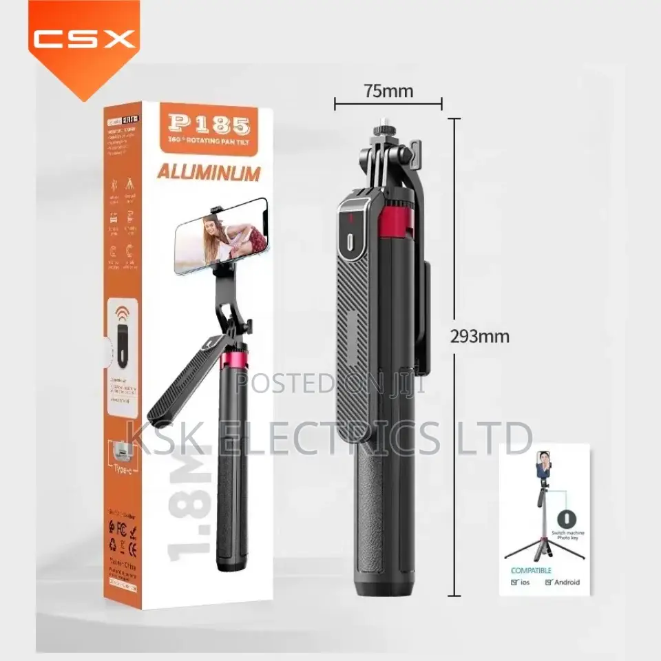 Aluminium Alloy Four Leg Tripod P185 Selfie Stick Smartphone