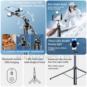 Aluminium Alloy Four Leg Tripod P185 Selfie Stick Smartphone