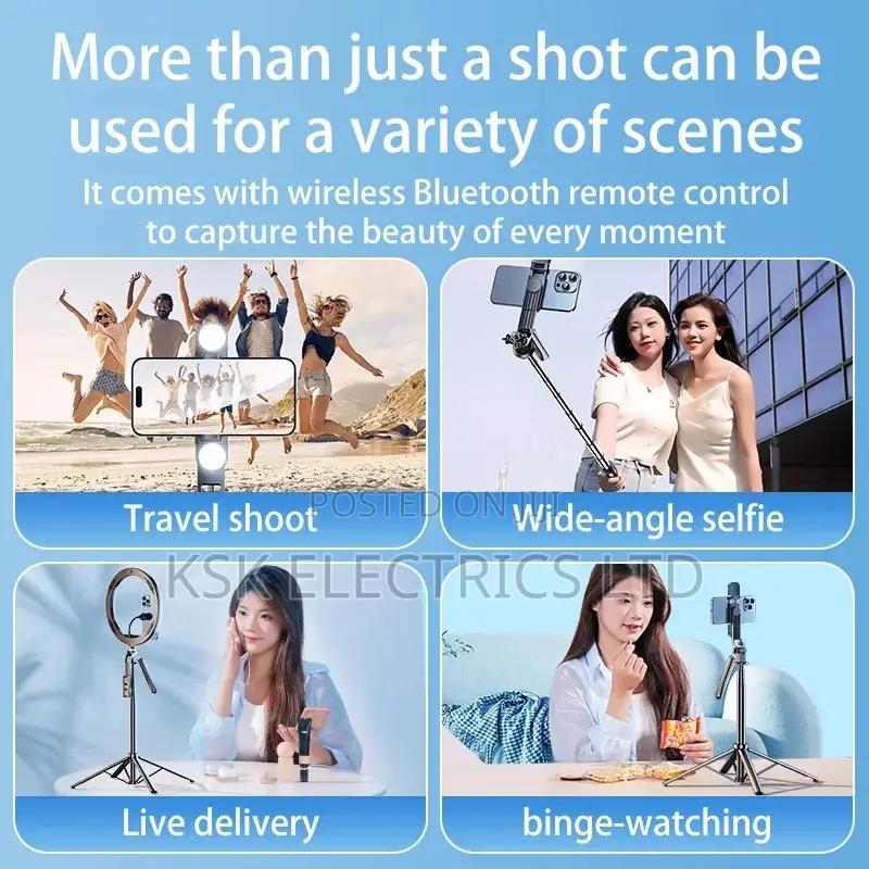 Aluminium Alloy Four Leg Tripod P185 Selfie Stick Smartphone