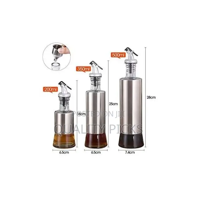 3 PCS Glass Vinegar Cooking Oil Dispensers Sauce Sprayer