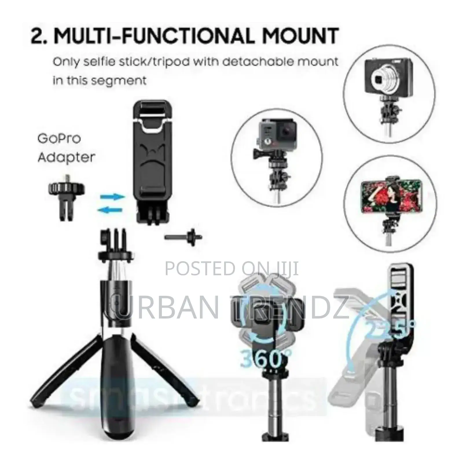 4 In1 Wireless Selfie Stick With Bluetooth Remote and Mobile