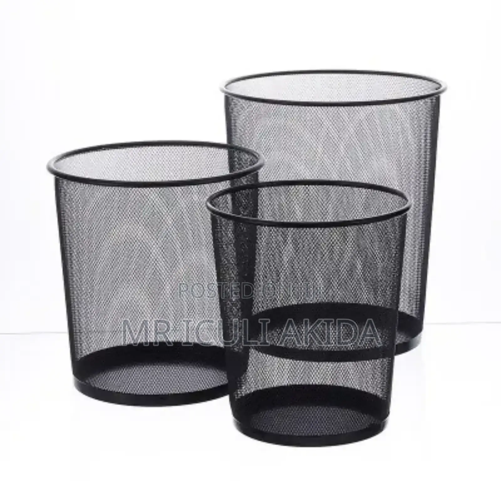 Office,Kitchen Round Mesh Black Metal Gabage Waste Paper Bin