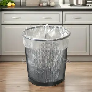 Office,Kitchen Round Mesh Black Metal Gabage Waste Paper Bin