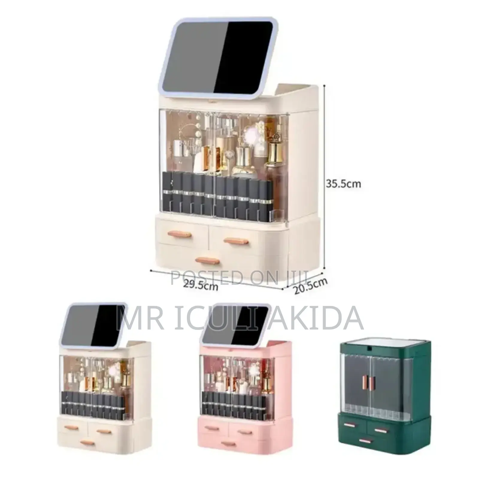 Desktop Cosmetics Jewellery Storage Organiser With Mirror