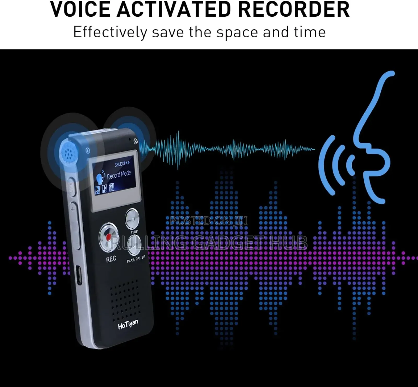 8GB Digital Voice Recorder With Voice Activation, 20hrs Batt