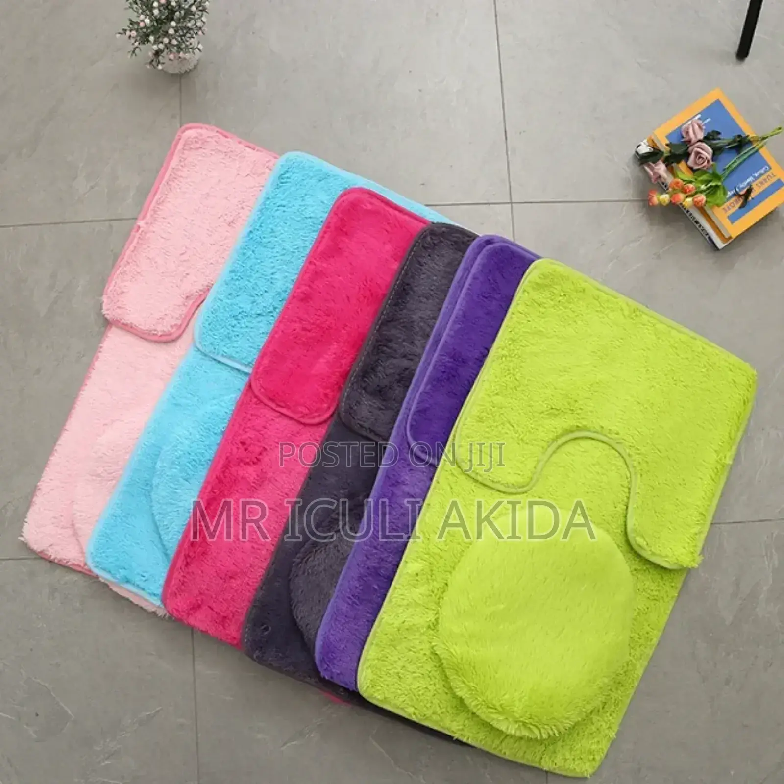 Shaggy 3pcs Toilet Lid Cover,Mat Floor Carpet Non Slip Set