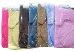 Shaggy 3pcs Toilet Lid Cover,Mat Floor Carpet Non Slip Set