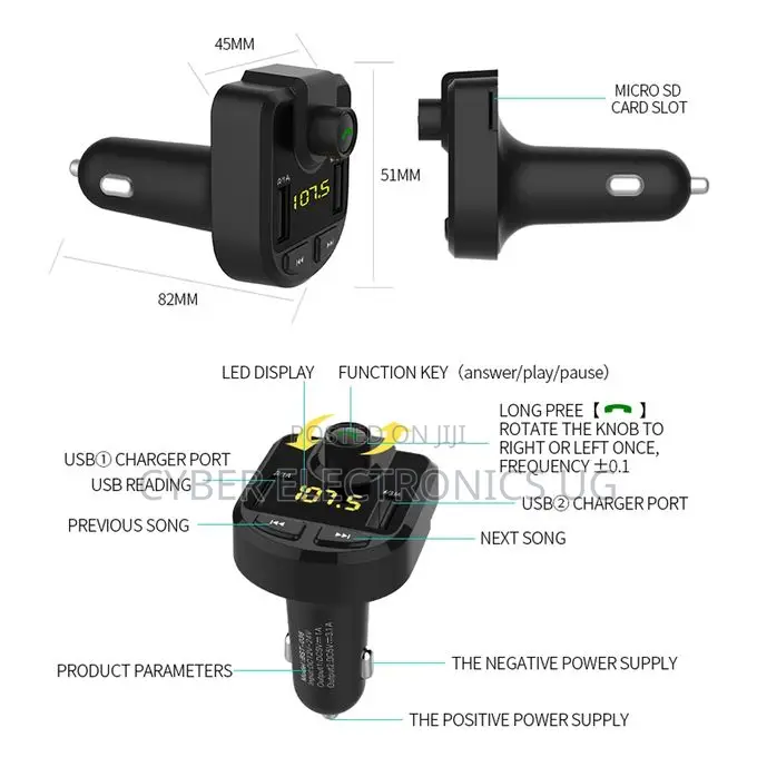 Bluetooth FM Wireless in-Car Radio Adapter Music Player