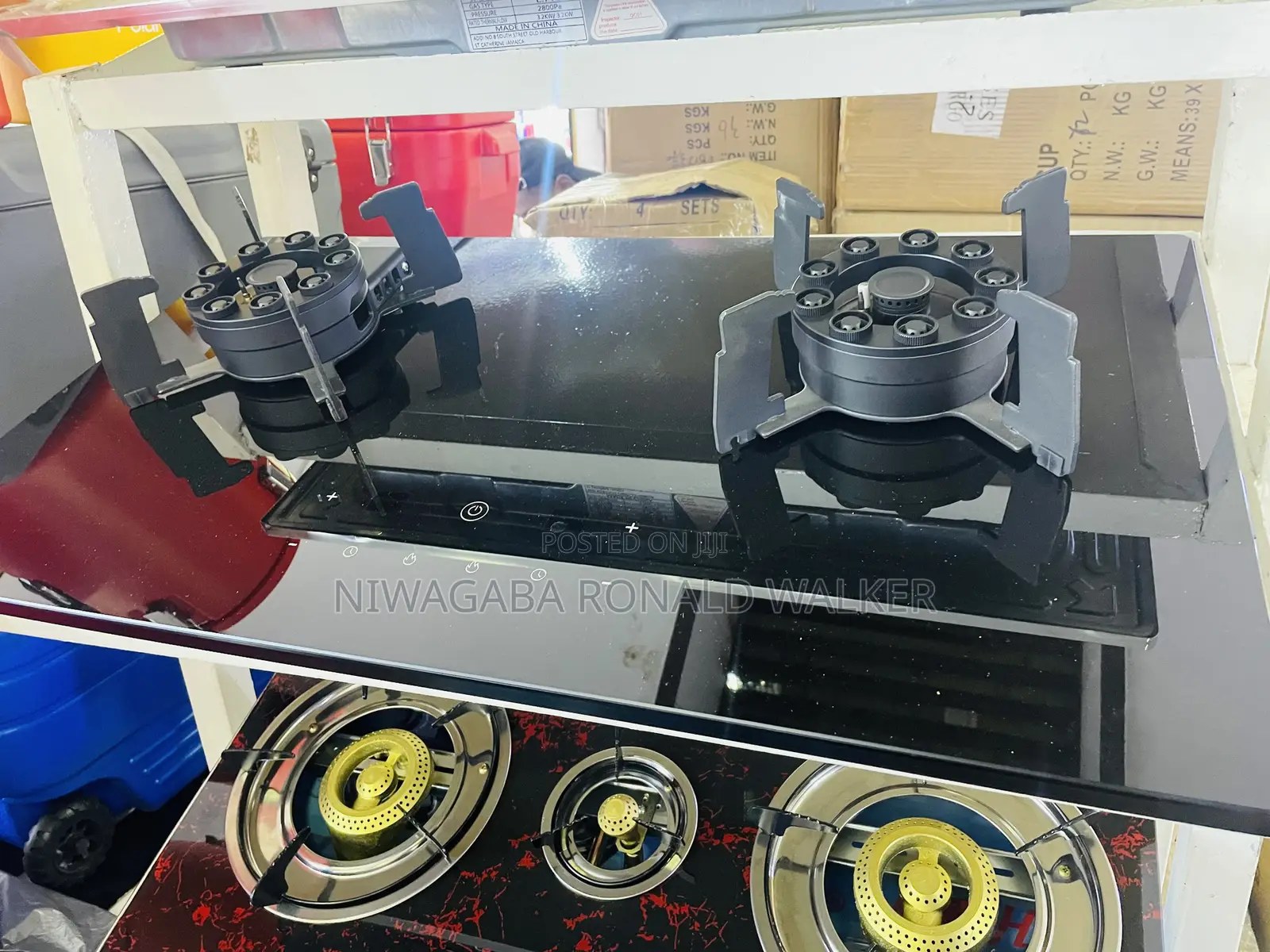 2 Burner Smart Touch Electric Gas Cooker Stove- Black