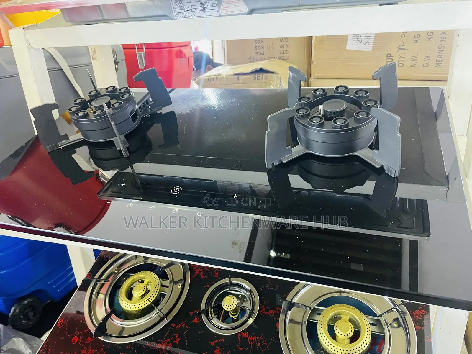 2 Burner Smart Touch Electric Gas Cooker Stove- Black