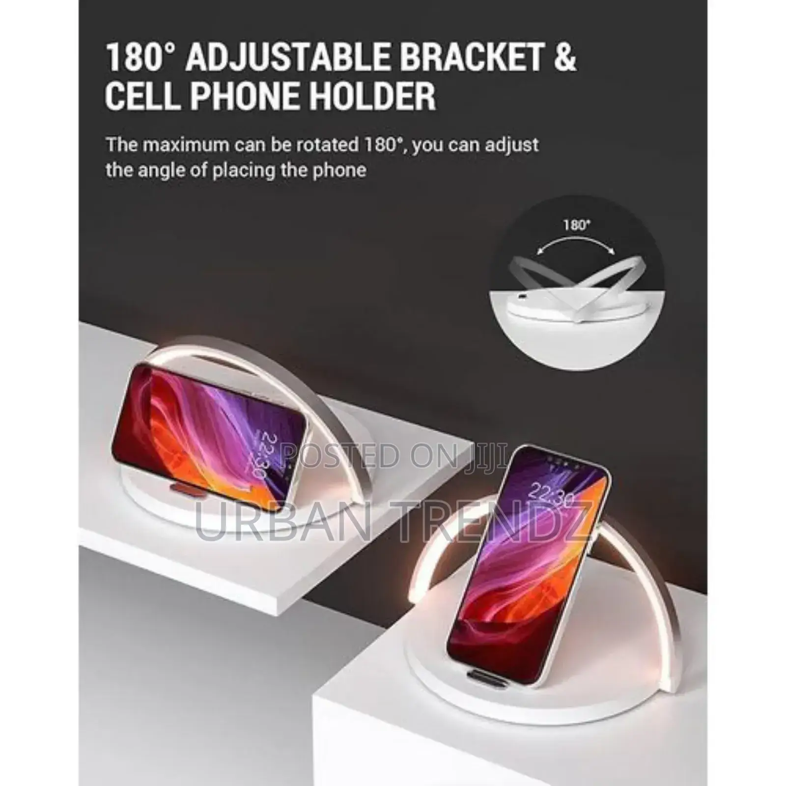 3 in 1 Wireless Charger Lamp and Phone Holder -White