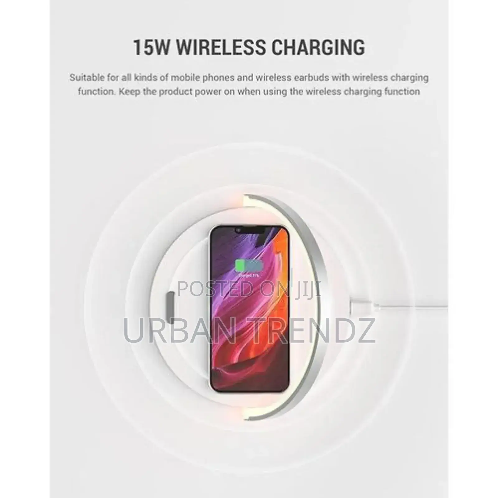 3 in 1 Wireless Charger Lamp and Phone Holder -White