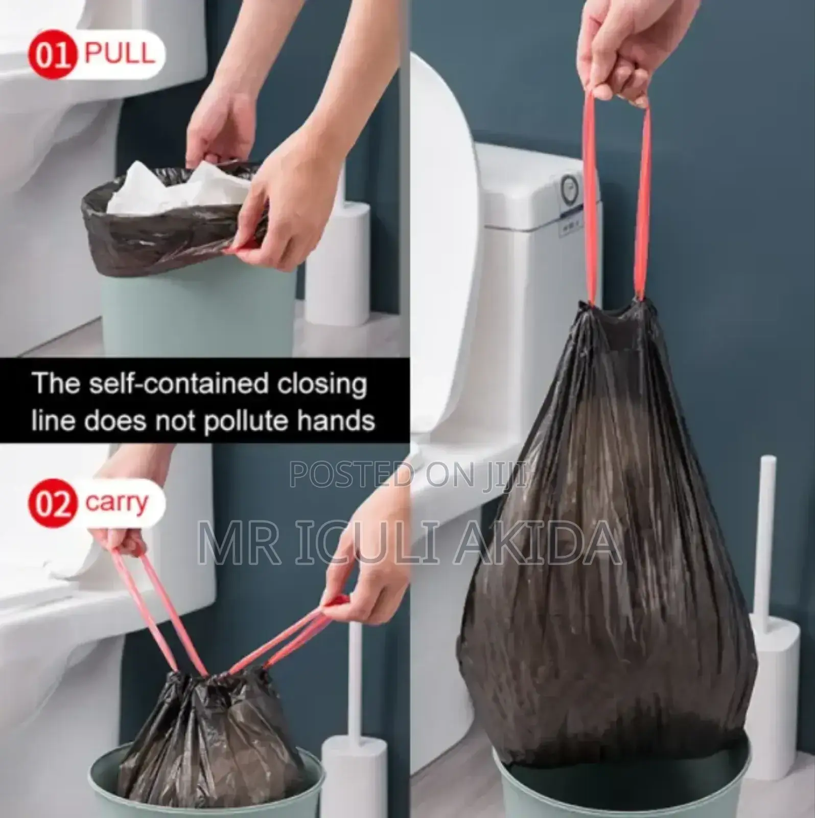 36pcs/Roll Drawstring Garbage Bag Trash Bag With Handle
