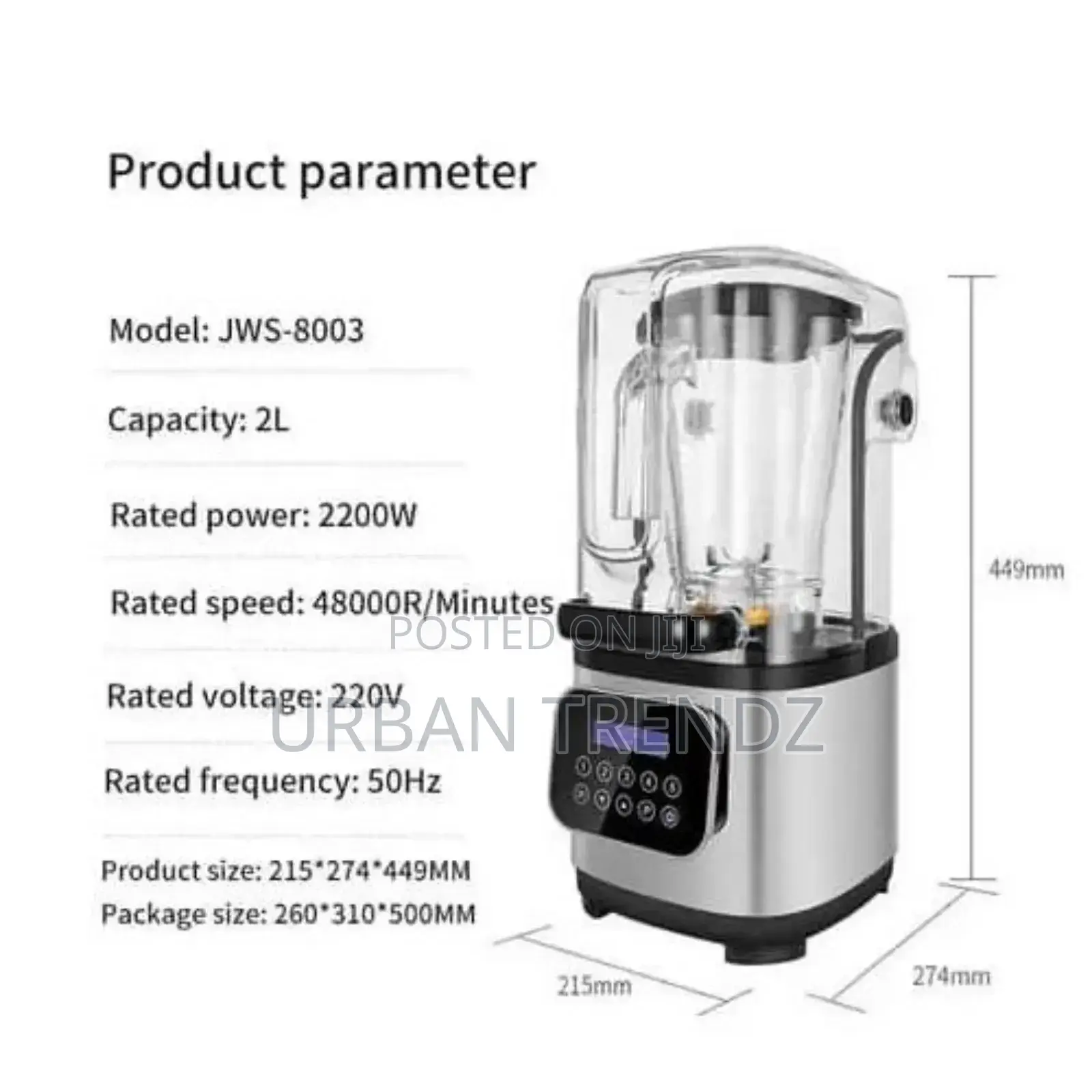 Digital Electric Sound Proof Commercial Blender of 2 Liters