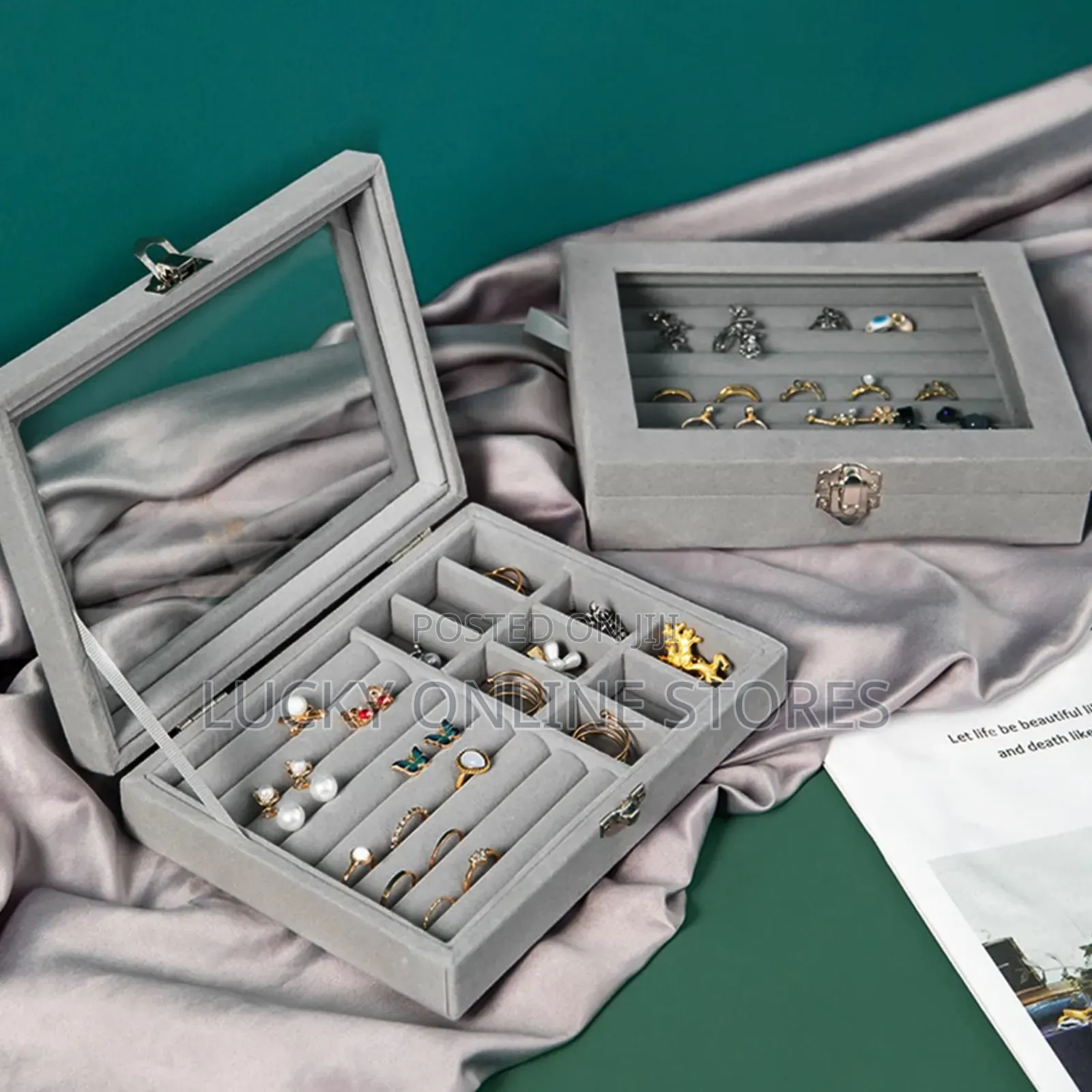 Velvet Clear Lid Jewelry Organizer