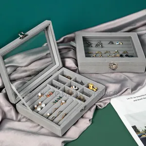 Velvet Clear Lid Jewelry Organizer