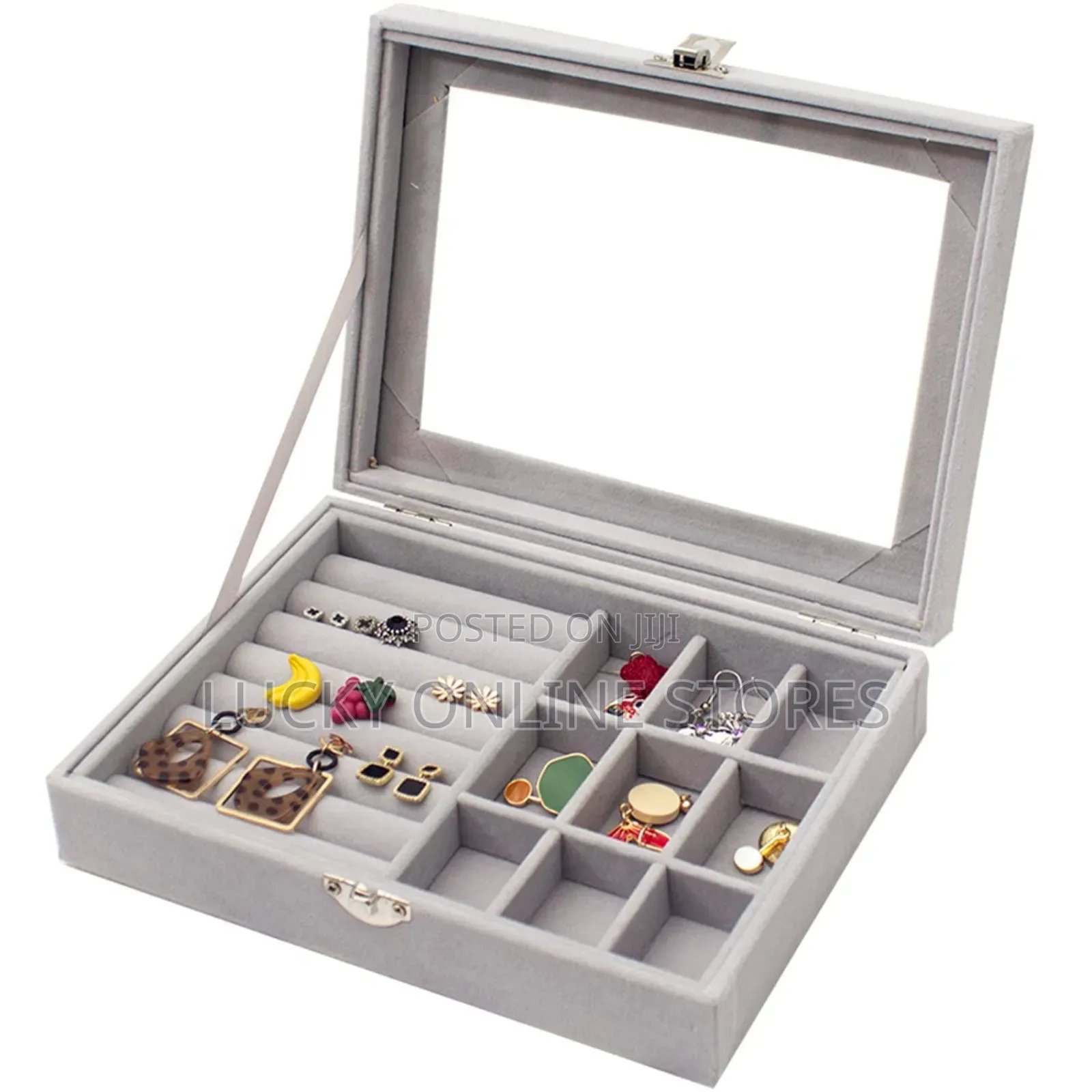 Velvet Clear Lid Jewelry Organizer
