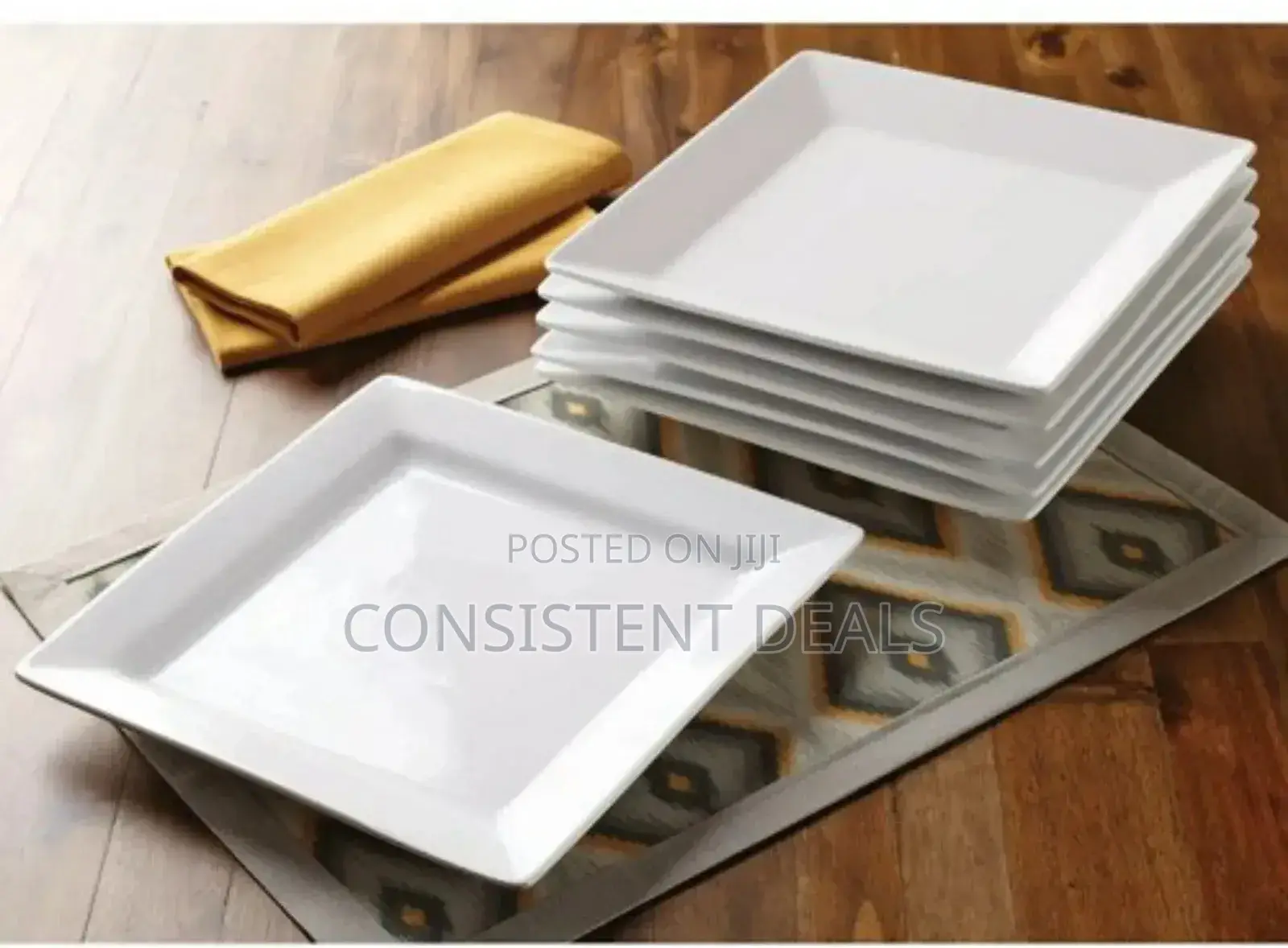 Square Ceramic White Plates(6)