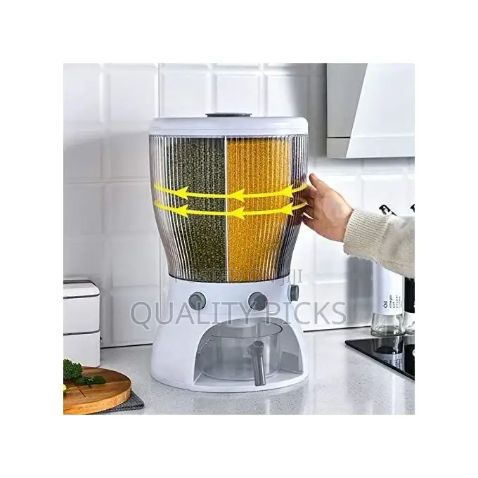 4 Grid Rotating Cereal Food Rice Bucket Storage Dispenser