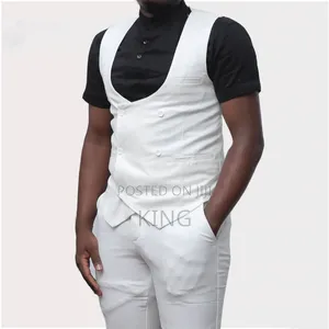 Photo - White Regular Fit Check Suit Waistcoat