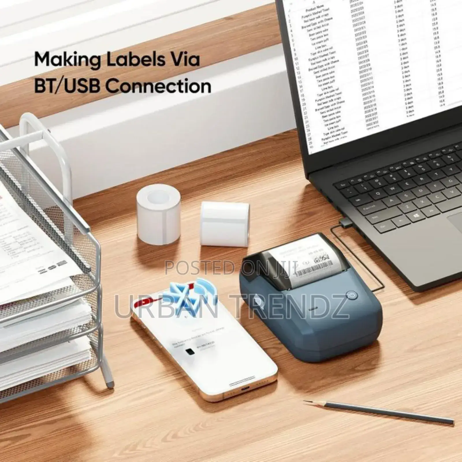 B1 2 Inch Thermal Label Maker With 1 Roll Free Tape.