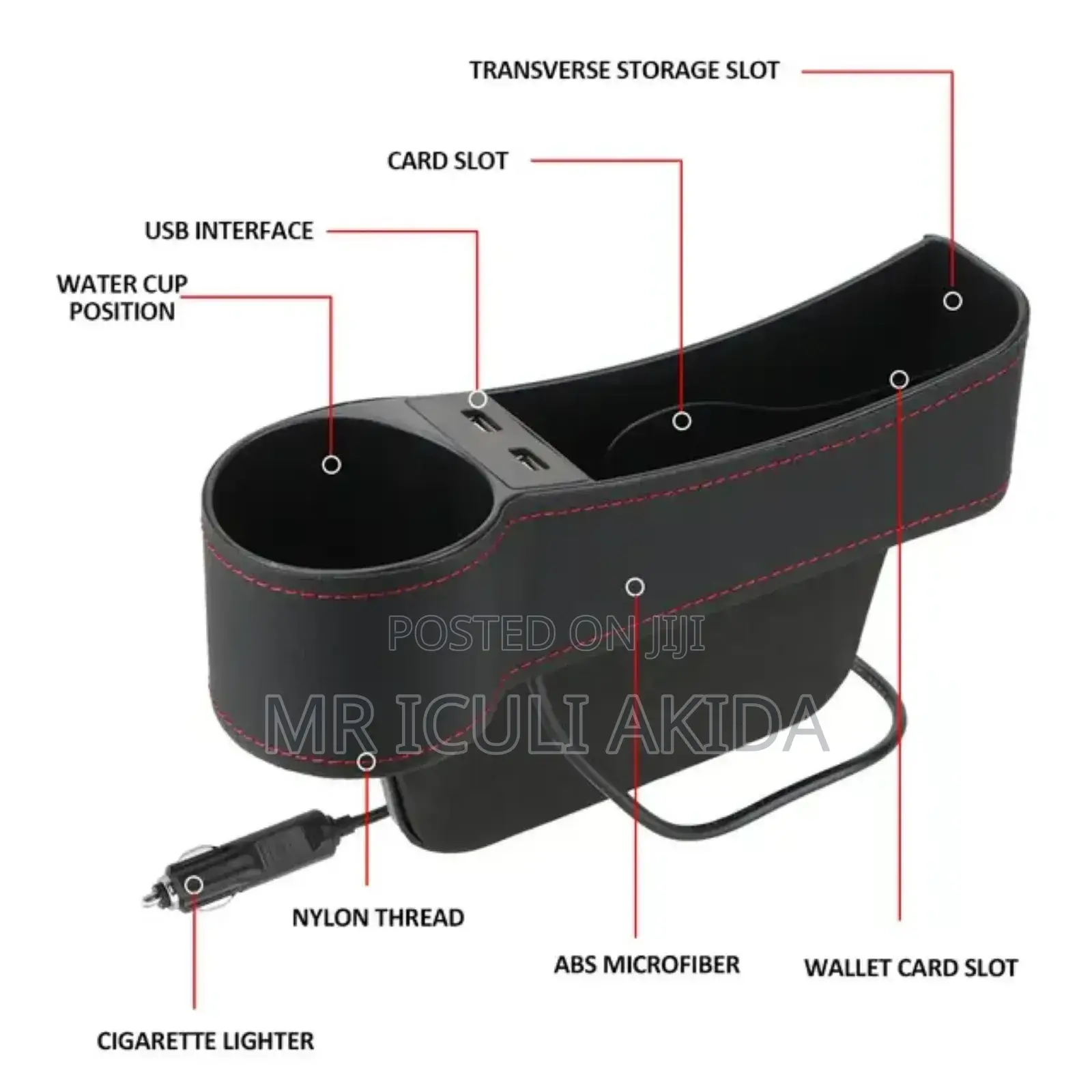 Seat Storage Box With 2 USB Ports Cup Holder (Pack of 2)