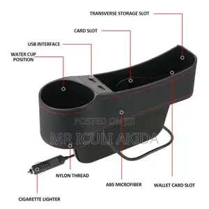 Seat Storage Box With 2 USB Ports Cup Holder (Pack of 2)