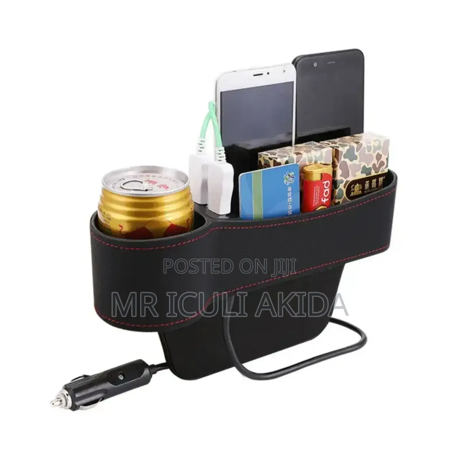 Seat Storage Box With 2 USB Ports Cup Holder (Pack of 2)