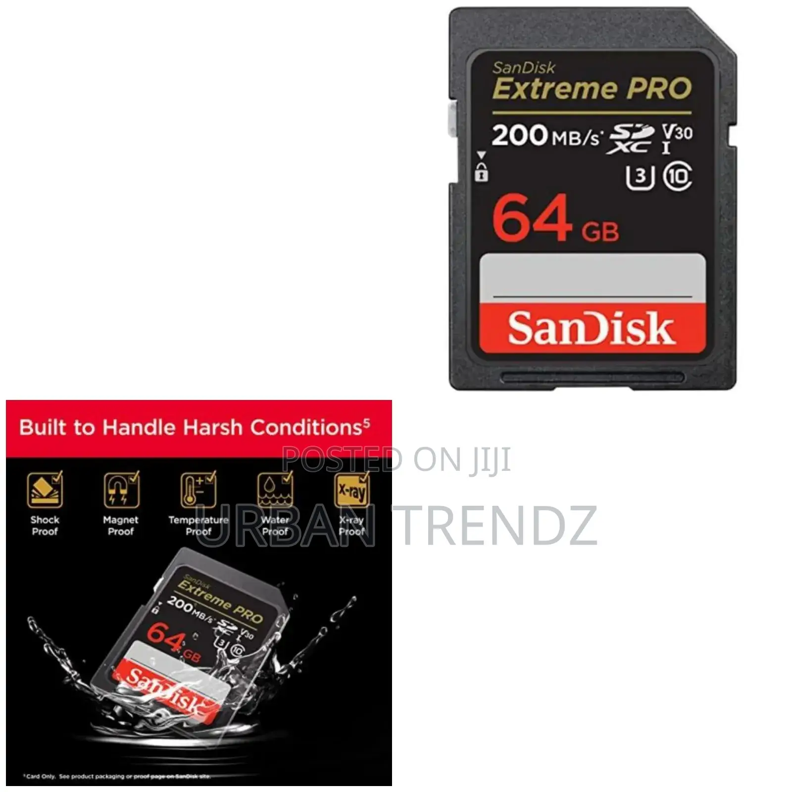 Sandisk 64GB Extreme PRO SDXC UHS-I Memory Card - C10,U3,V30