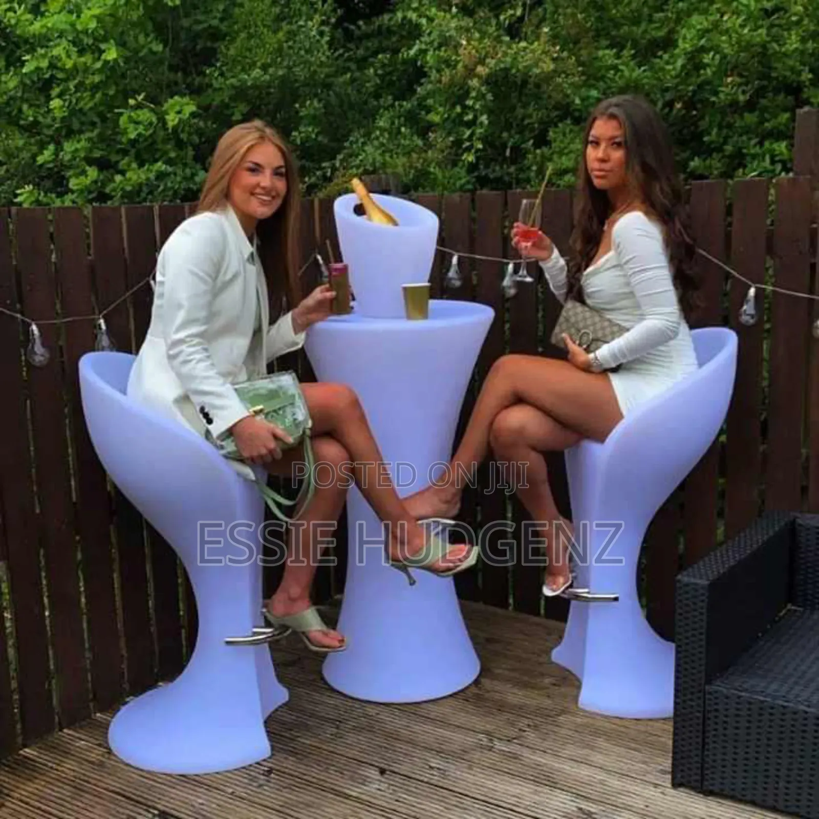 Led Light Table With 2 Chairs-Illuminated Table Chairs Set