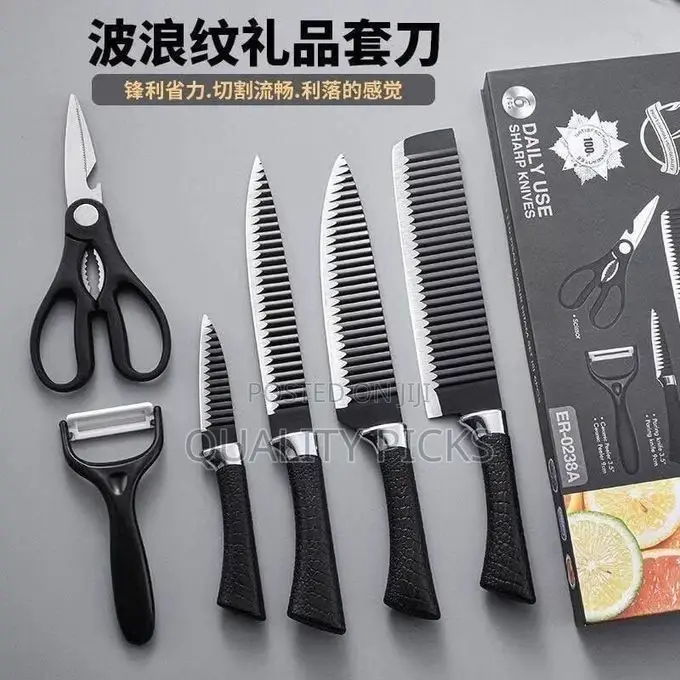 6 PCS Kitchen Knives Set Stainless Steel Sharp Professional
