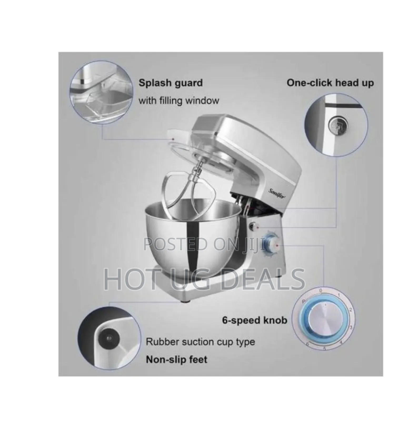 Sonifer 8L Electric Food Beater Egg Whisk Dough Stand MIXER