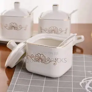 3 PCS Ceramics Condiment Jar, 10OZ Sugar Bowl Spice Pots