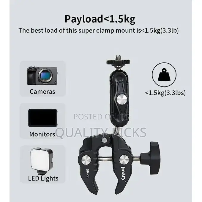 Jmary SR-56 Super Clamp Camera Bike Motorcycle Mount