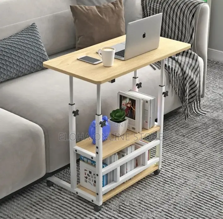 Adjustable Height Laptop Table With Wheels Double Layer