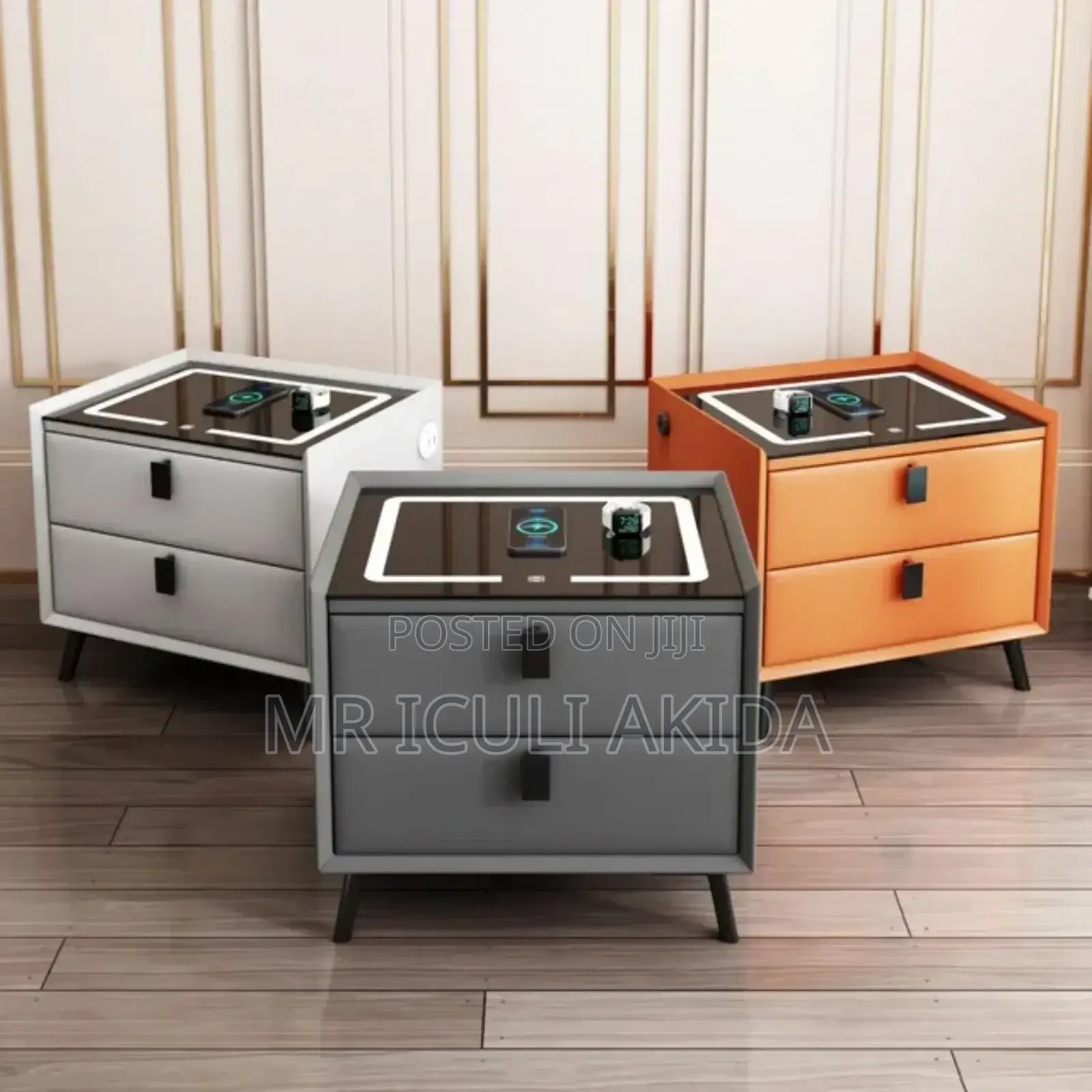 Smart Bedside Table WTH Wireles Charger,Speaker Fingerprint