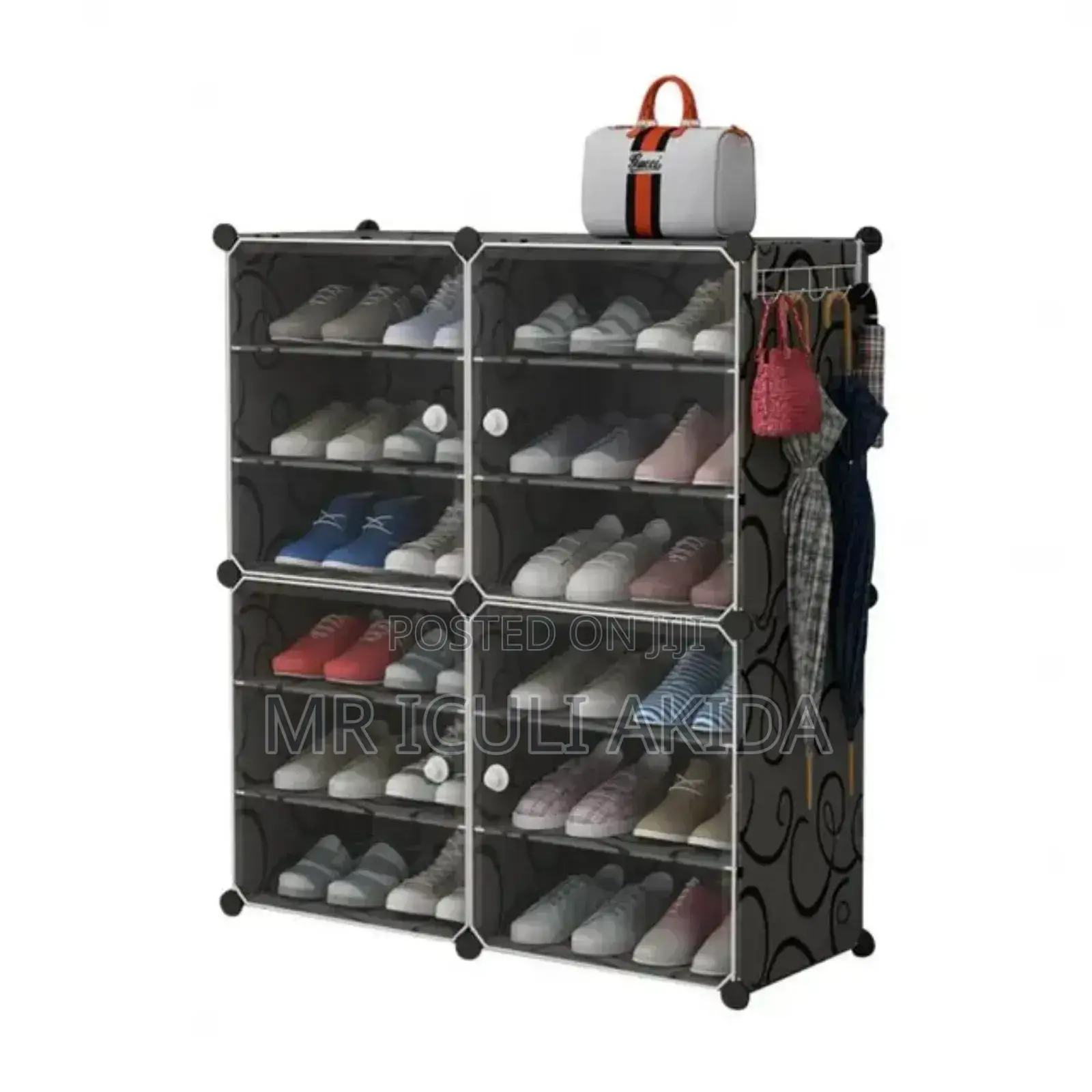 2columns Dustproof Plastic Asembled Free Standing Shoe Rack