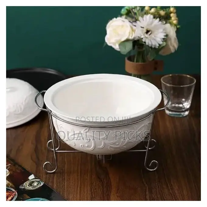 3 Pieces of Round Chafing Dish Buffet Set Food Warmer