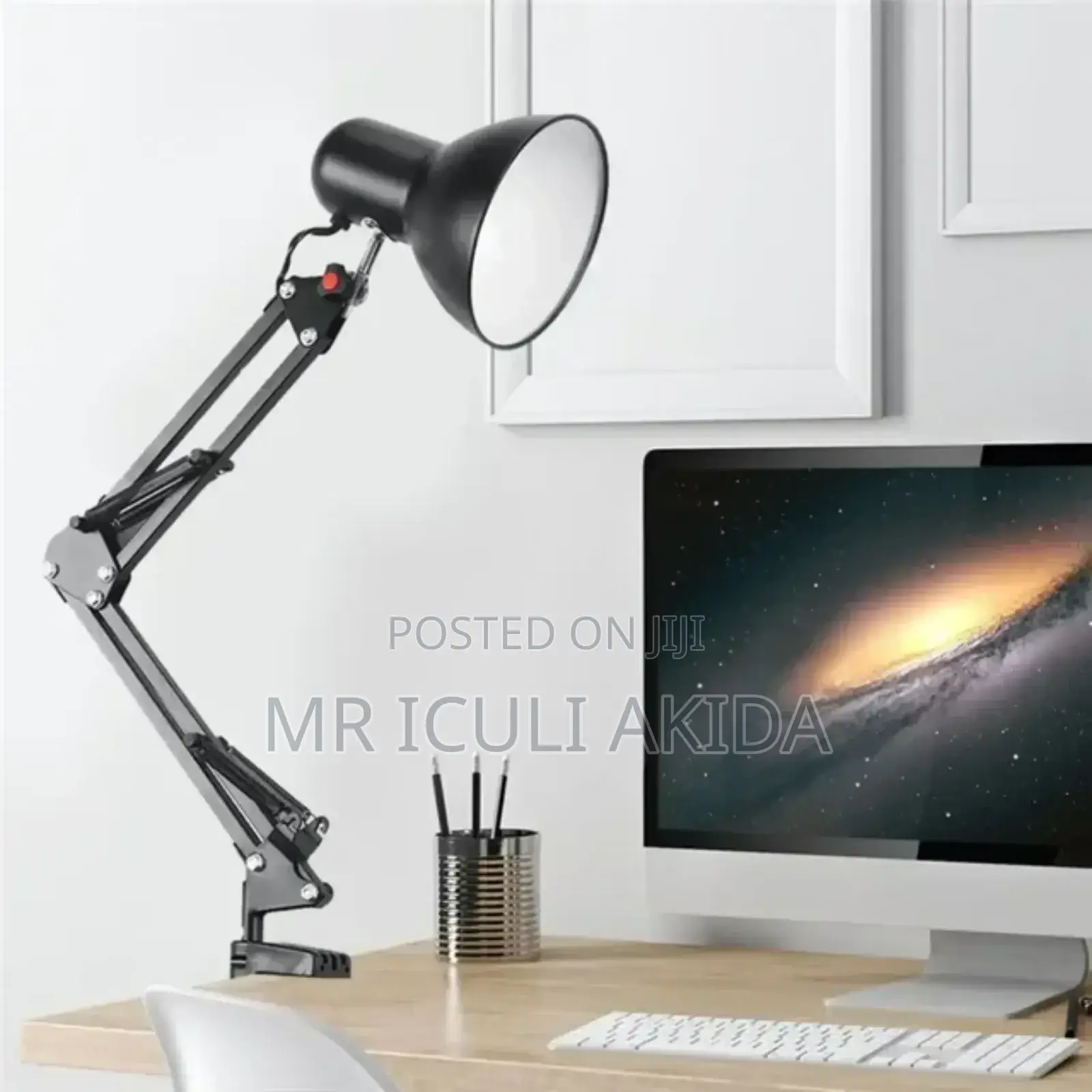 Metallic Coated Folding Adjustable Desktop Table Lamp
