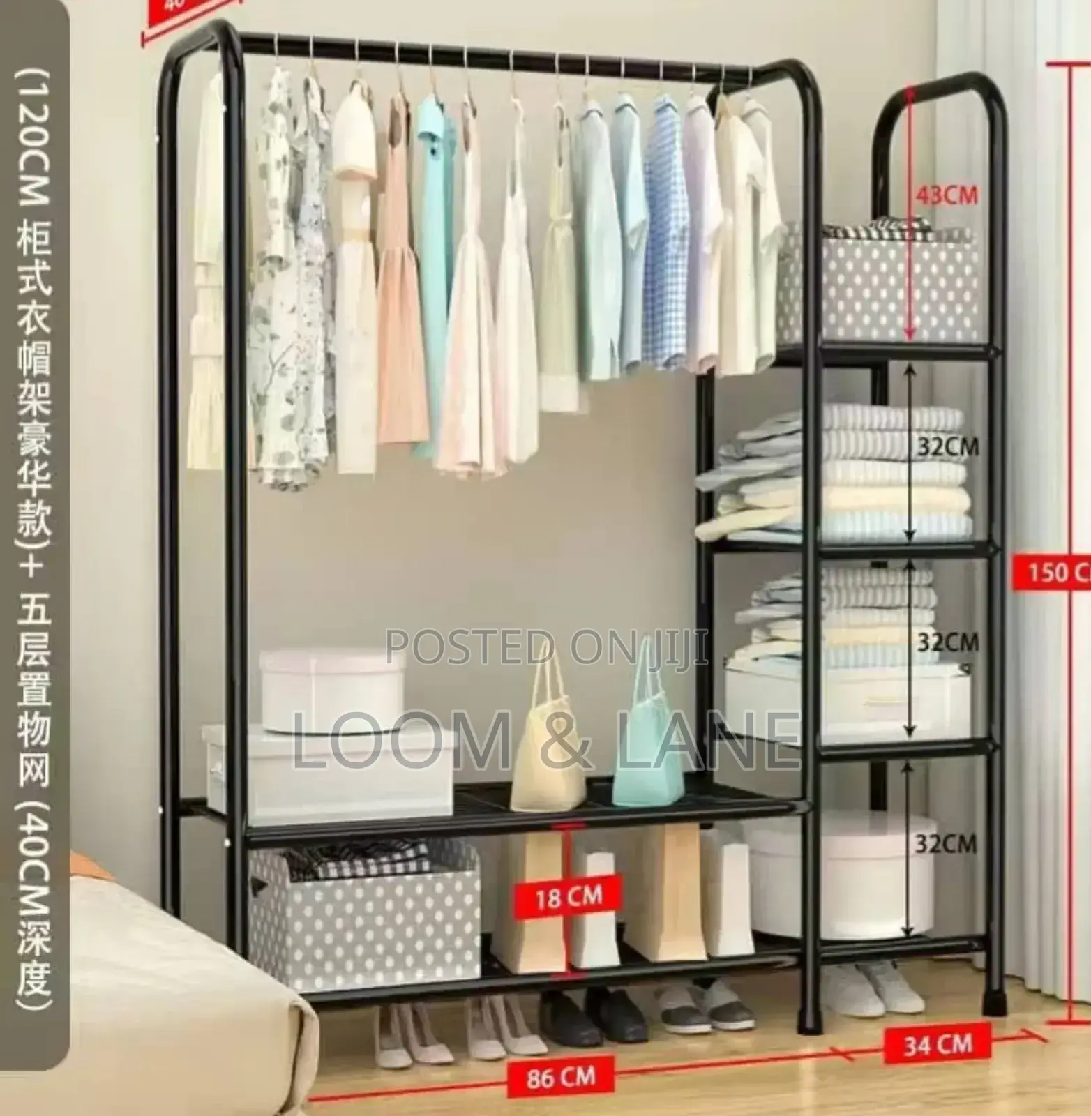 Metallic Heavy-Duty Garment and Shoe Rack Organiser