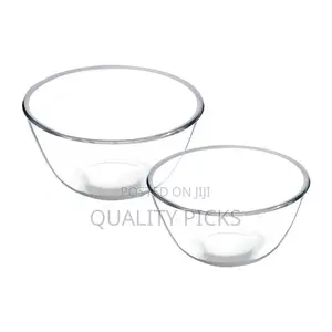 2 Piece Borosilicate Glass Serving Mixing Bowls for Kitchen