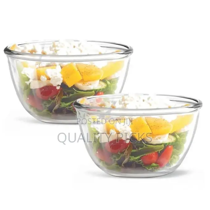 2 Piece Borosilicate Glass Serving Mixing Bowls for Kitchen