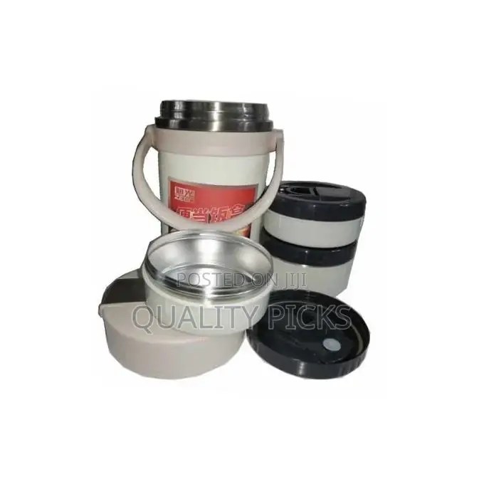 Zego Steel Food Flask,Lunch Box 2.2 Litres-Cream.