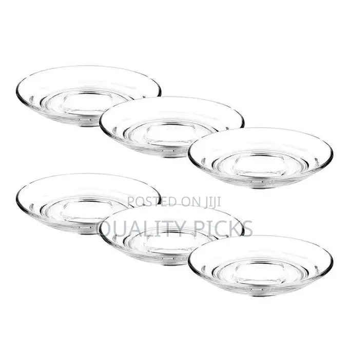 6 Pieces of Clear Glass Saucers Round Decorative Plates