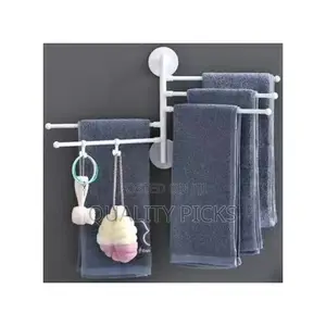 Wall Mount Bath Towel Holder Swing Out Rack 5-Bar Stand
