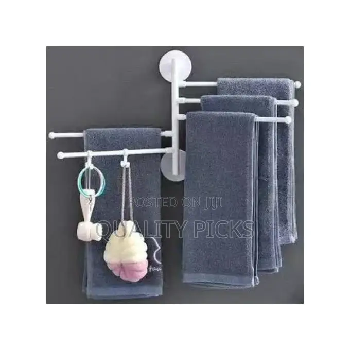 Wall Mount Bath Towel Holder Swing Out Rack 5-Bar Stand