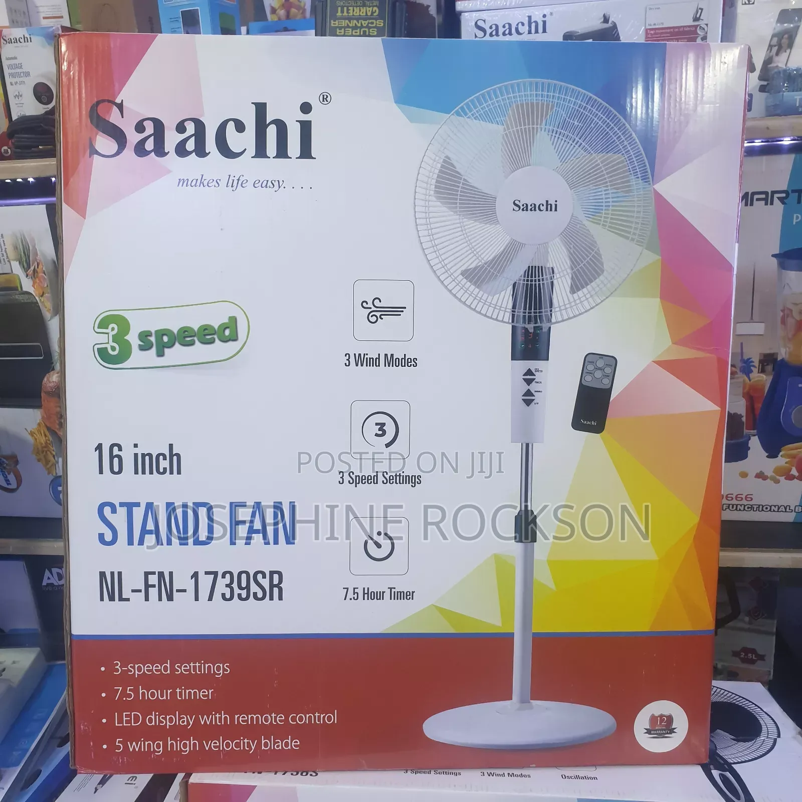 Saachi 5 Wing Stand Fan With Remote