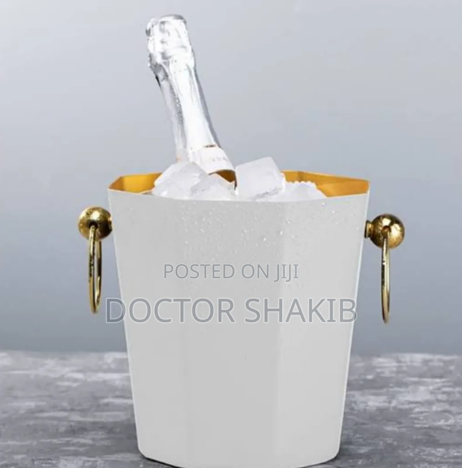 Tongs Stainless Steel Octagonal Ice Bucket