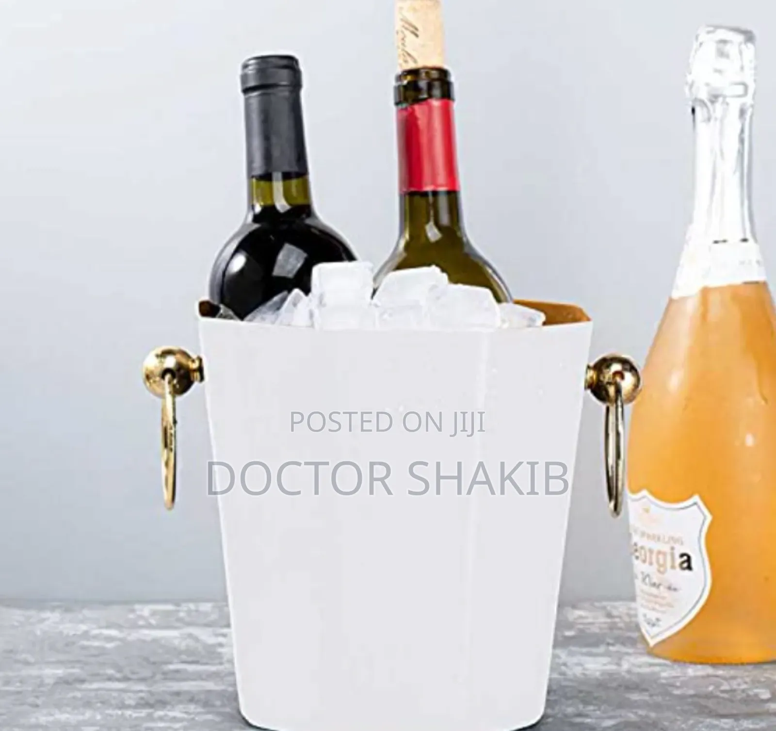 Tongs Stainless Steel Octagonal Ice Bucket