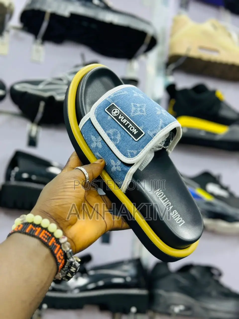 Classic Denim Louis Vuitton Slides in Stock